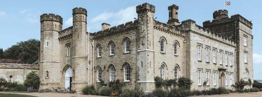 Chiddingstone Castle - historic castle facade and grounds in Kent
