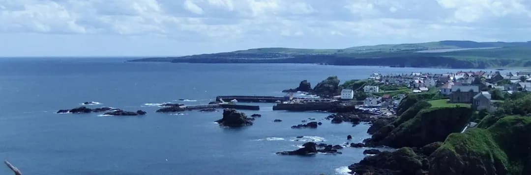 View of St Abbs harbour and village on the Berwickshire coast