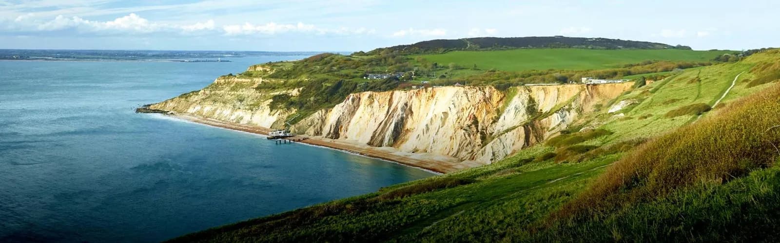 Aerial view of Nodes Point Holiday Park on the Isle of Wight coast