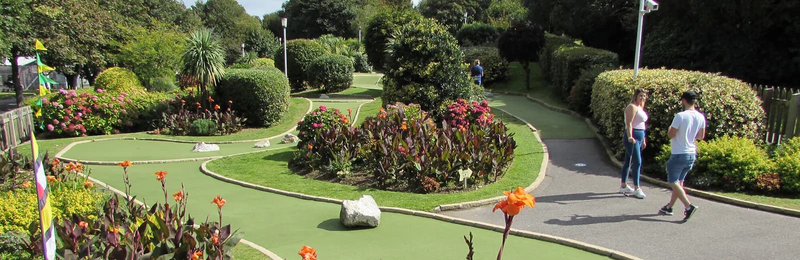 Trenance Crazy Golf 18-hole mini golf course in landscaped gardens at Trenance Leisure Park, Newquay