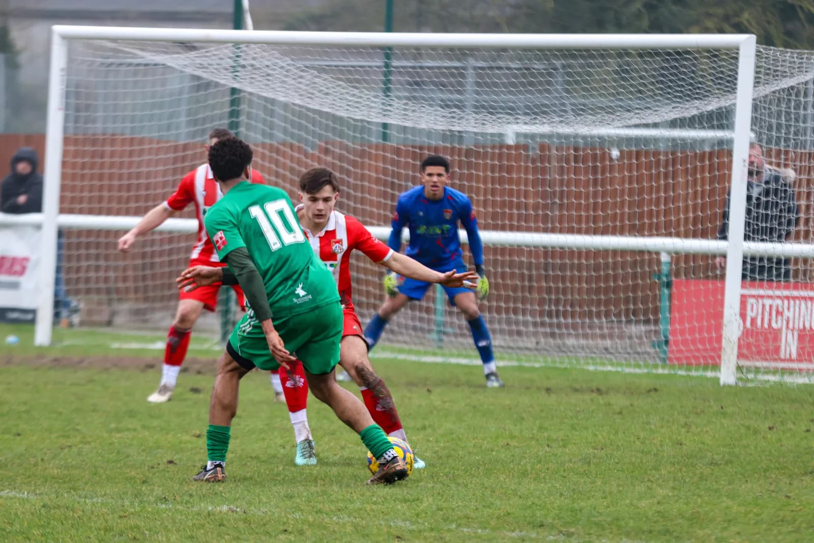 Biggleswade Town FC match action at Langford Road