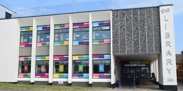 Lowestoft Library building exterior on Clapham Road South