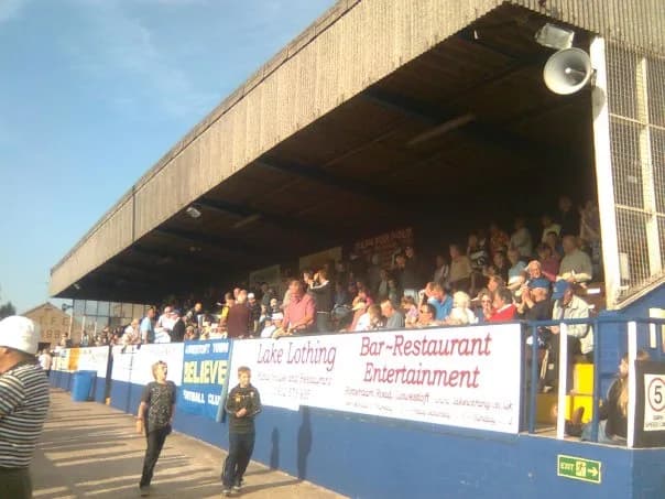 The main stand at Crown Meadow, home of Lowestoft Town Football Club