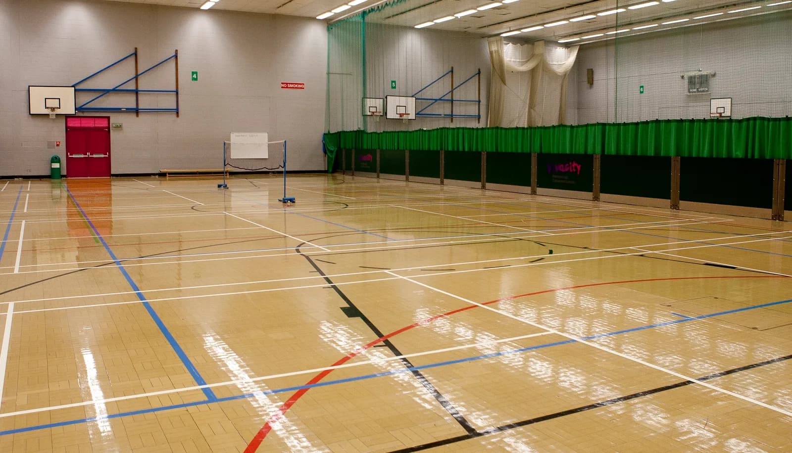 Sports hall interior at Bushfield Leisure Centre, Peterborough